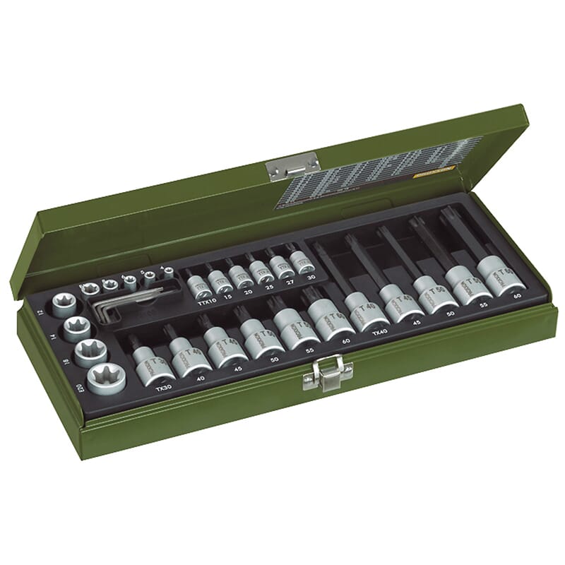 Proxxon 23103 Steckschlüssel-Satz TX 1/4"+1/2" 29t