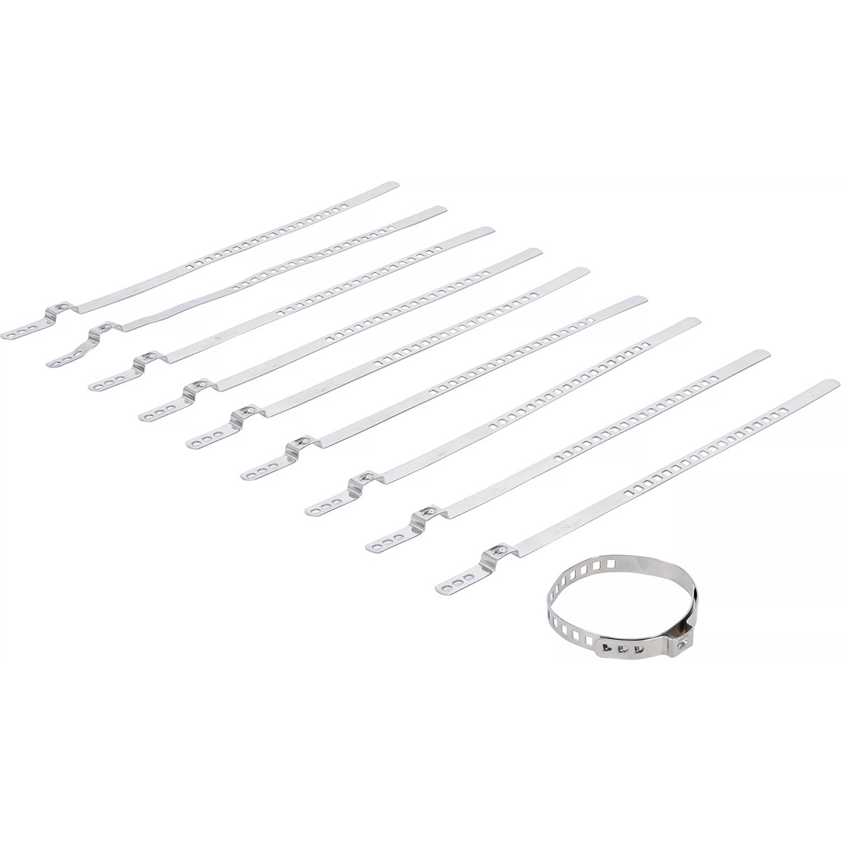 BGS 70327 Achsmanschetten-Schellen-Satz, Edelstahl , rostfrei, 7 mm, 20 - 50 mm, 10-tlg.
