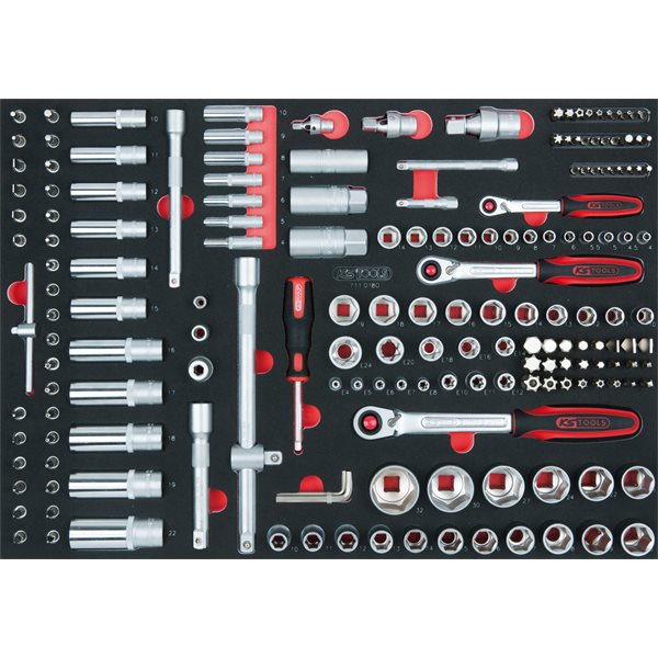 KS-Tools 711.0180 SCS 1/4"+3/8"+1/2" Steckschl 