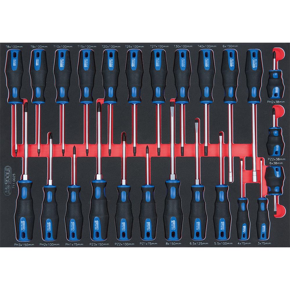 KS-Tools 711.0025 SCS ERGOTORQUEplus Schraubendreh er-Satz, 25-tlg. in 1/1 Systemeinlage
