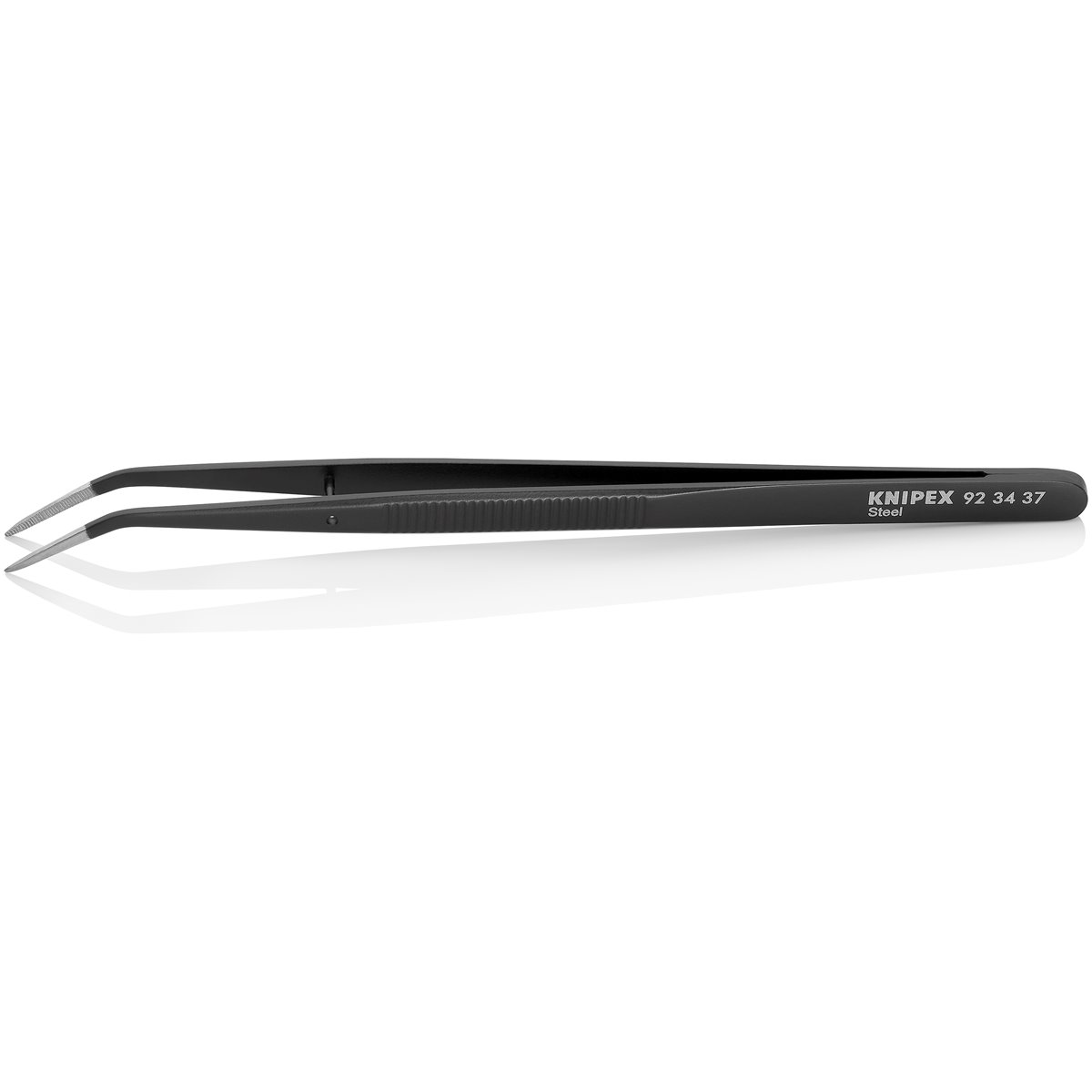 Knipex 92 34 37 Präzisionspinzette mit Führungssti ft, Spitze Form, gewinkelte Spitzen