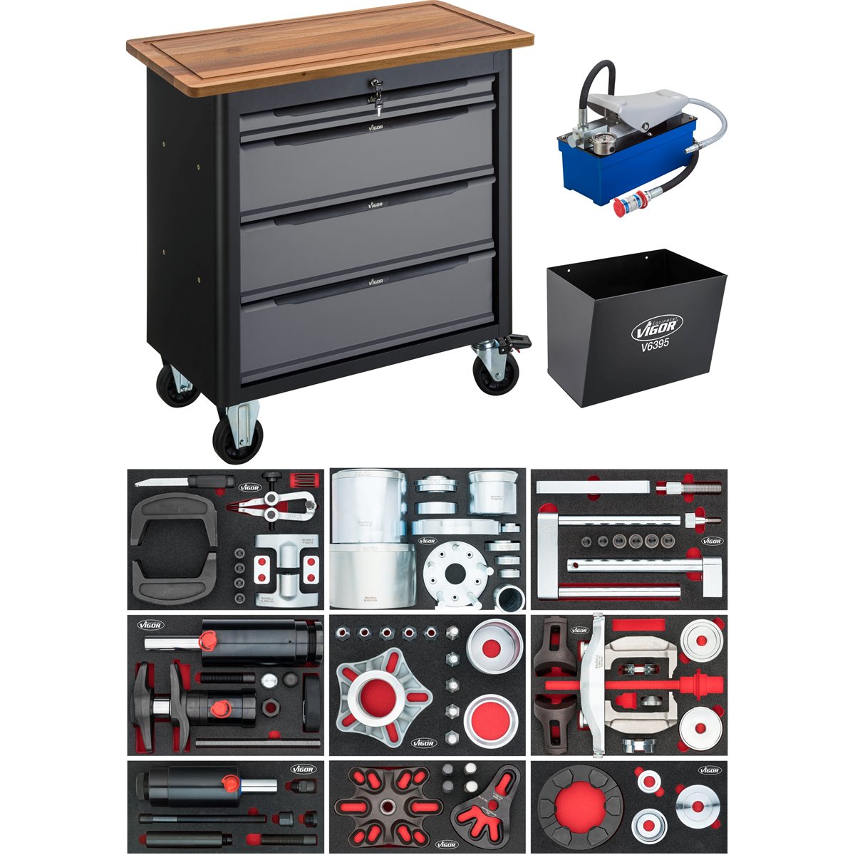 Vigor V7276-2 Mobile Werkbank Series XL mit Spezia lwerkzeug Sortiment V7276-2