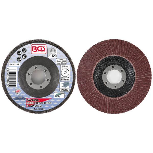 BGS 3972 Fächer-Schleif-Scheibe, Ø 115 mm, K 120 