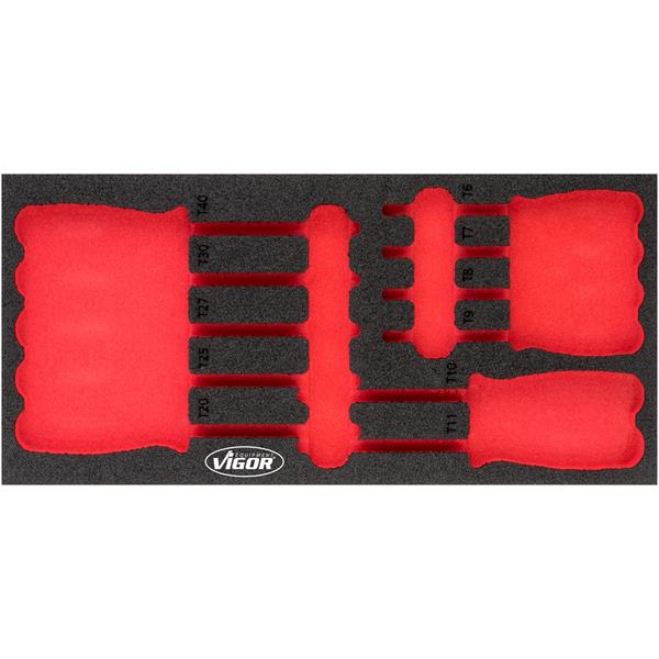 Vigor V4991-L 1/3+ leere Weichschaumeinlage, Torx- Schraubendreher
