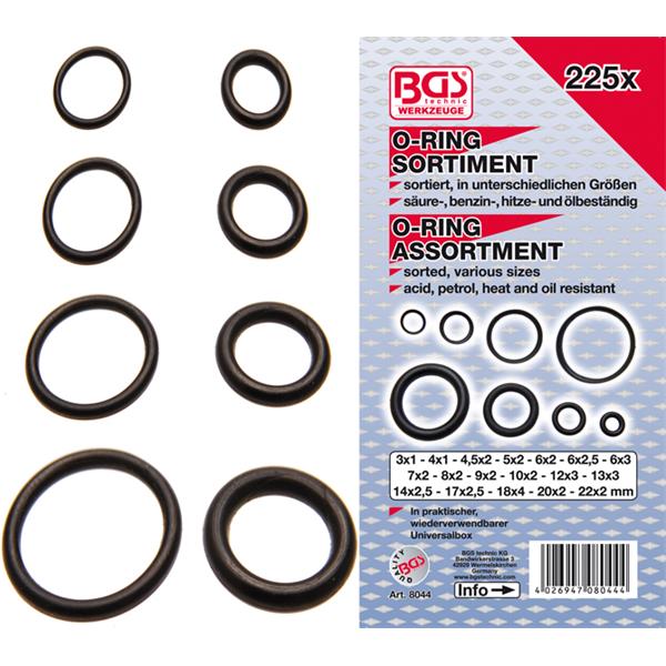 BGS 8044 O-Ring-Sortiment, Ø 3 - 22 mm, 225-tlg. 