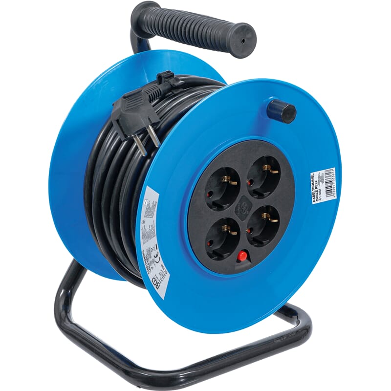 BGS 3361 Kabeltrommel, 25 m, 3x1,5 mm², 4 Steckdos en, IP 20, 3000 W