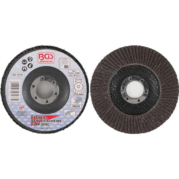BGS 3973 Fächer-Schleif-Scheibe, Ø 115 mm, K 60 