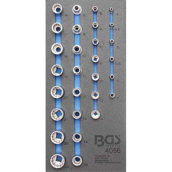 BGS 4056 Werkstattwageneinlage 1/3: Steckschlüssel -Einsätze Zwölfkant, 6,3 mm (1/4") und 12,5 mm (1/