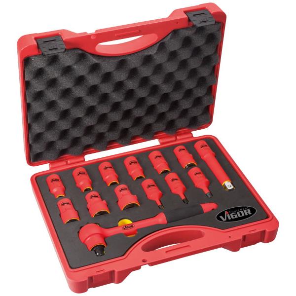 Vigor V3343 1/2" VDE-Steckschlüssel-Satz, 14-tlg. 