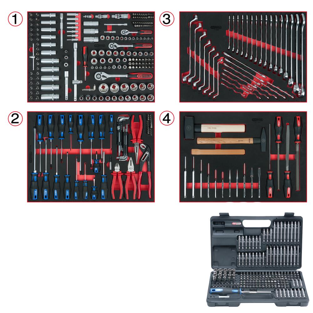 KS-Tools 713.0515 Set of universal system inserts for 4 drawers with 515 premium tools