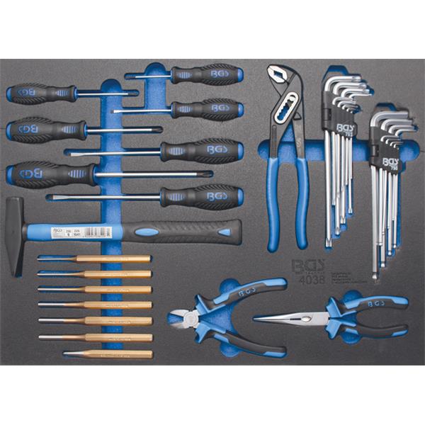 BGS 4038 Tool Tray 3/3: Hammer, Pliers, Screwdrive r Set, 36 pcs.