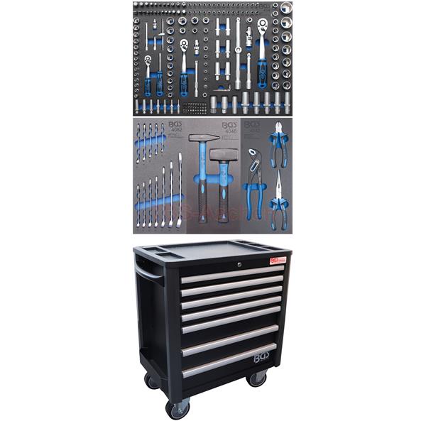 BGS 4140 Workshop Trolley, 7 Drawers, extra low to tal Height, with 209 Tools