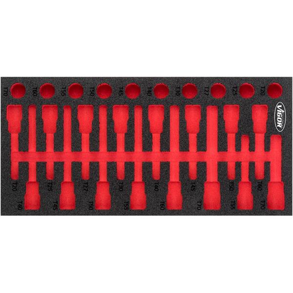 Vigor V5095-L 1/3+ leere Weichschaumeinlage, 1/2 Torx Schraubendrehereinsätze