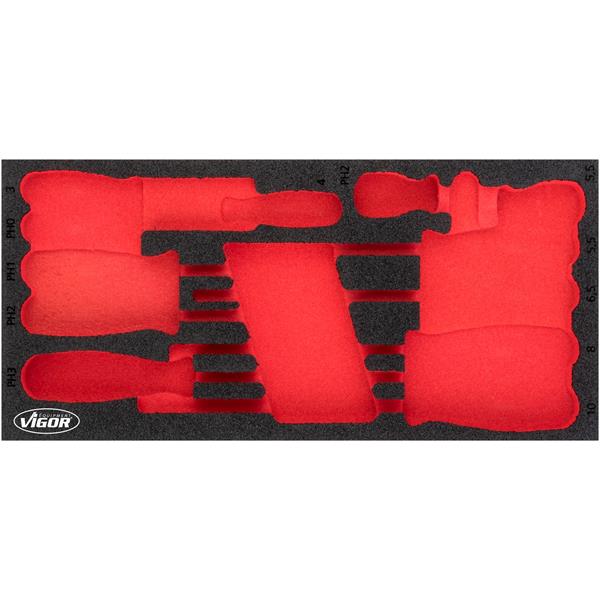 Vigor V4989-L 1/3+ leere Weichschaumeinlage, Schra ubendreher