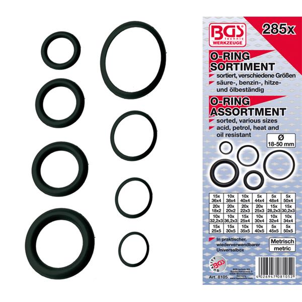 BGS 8105 O-Ring-Sortiment, XXL, Ø 18 - 50 mm, 285- tlg.
