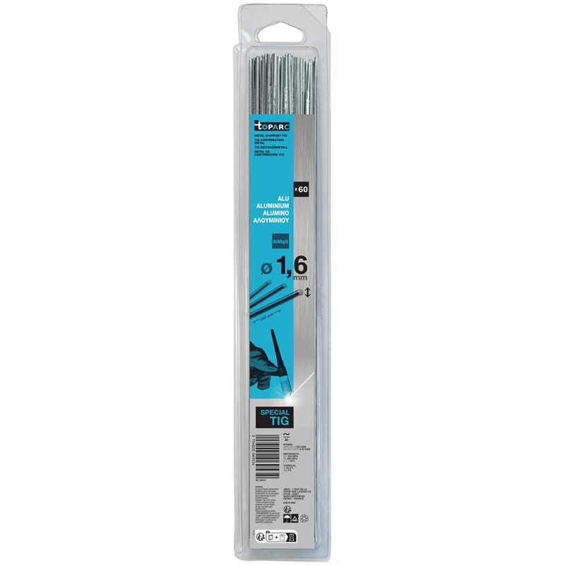 WIG Schweißstäbe Alu AlMg5 Ø 1,6 mm 60 Stück  1,6 mm - 330mm - Blister 0,33kg