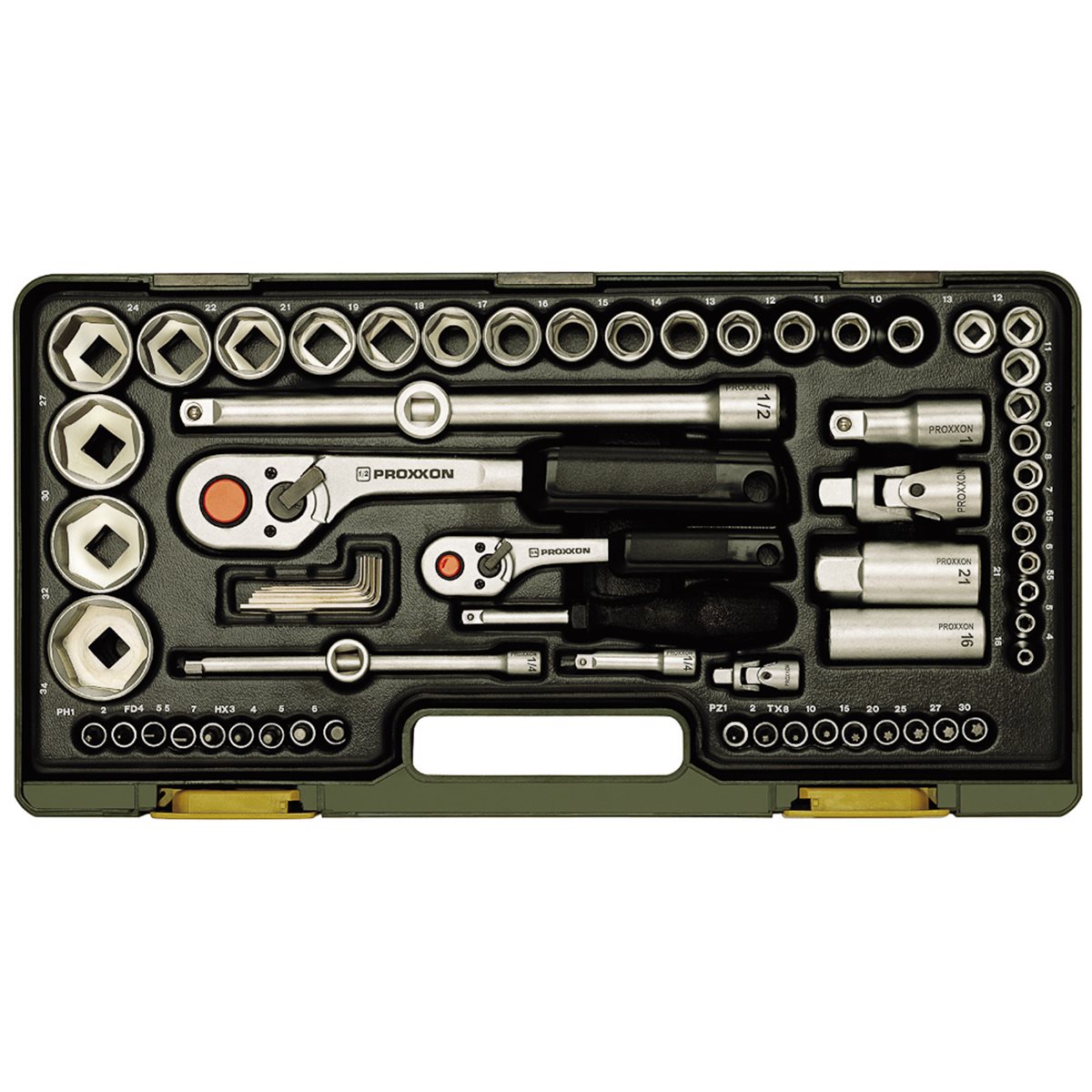 Proxxon 23286 Complete set with 1/4" and 1/2" b.r. 
