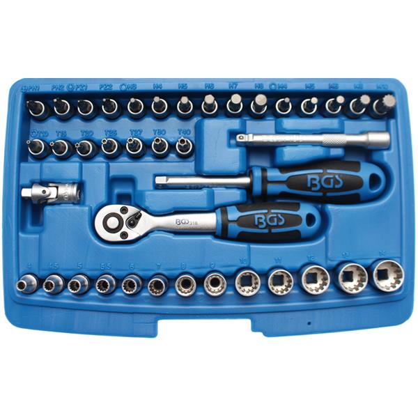 BGS 2151 Steckschlüssel-Satz Gear Lock, Antrieb 6, 3 mm (1/4"), 39-tlg.