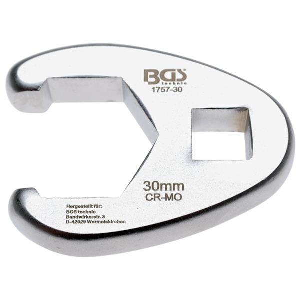 BGS 1757-30 Hahnenfußschlüssel, Antrieb Innenvierk ant 12,5 mm (1/2"), SW 30 mm