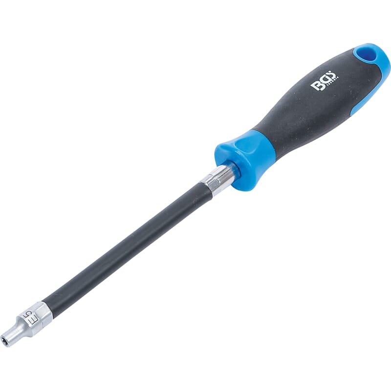 BGS 70021 Flexibler Schraubendreher mit Rundgriff, E-Profil E 5, Klingenlänge 150 mm
