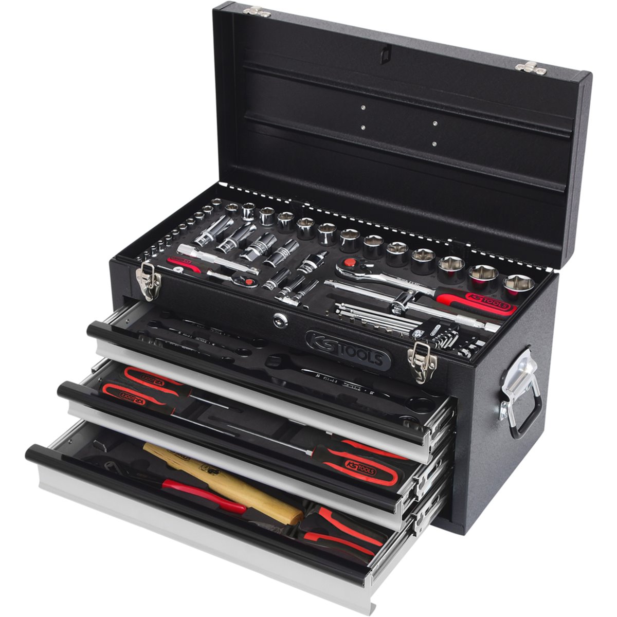 KS-Tools 918.0100 Universal-Werkzeug-Satz 1/4"+1/2" CHROMEplus, 99-teilig