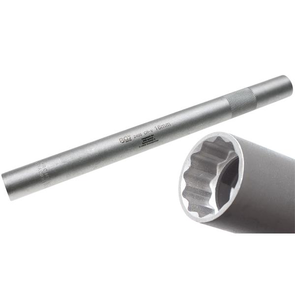 BGS 2405 Zündkerzen-Einsatz Zwölfkant extra lang Innenvierkant 10 mm (3/8"), SW 16 mm