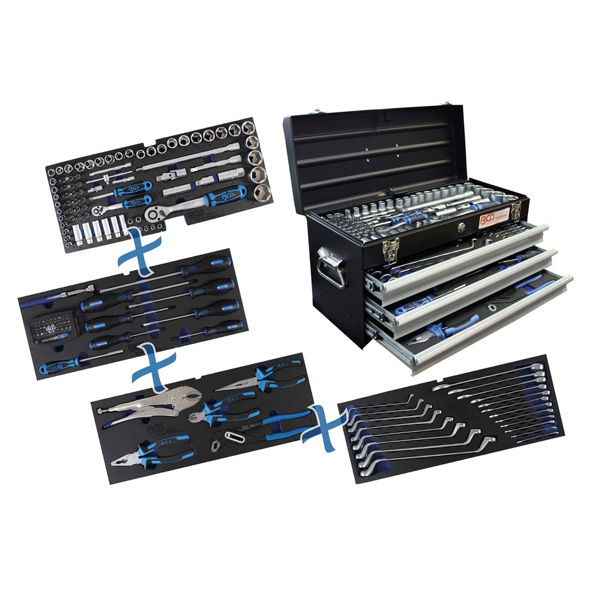 BGS 3318 Metal workshop Tool Case, 3 Drawers, with 143 Tools