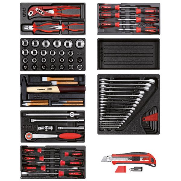 Gedore red R21010000 Werkzeugsatz in 8 Modulen inkl. Cutter, 81tlg