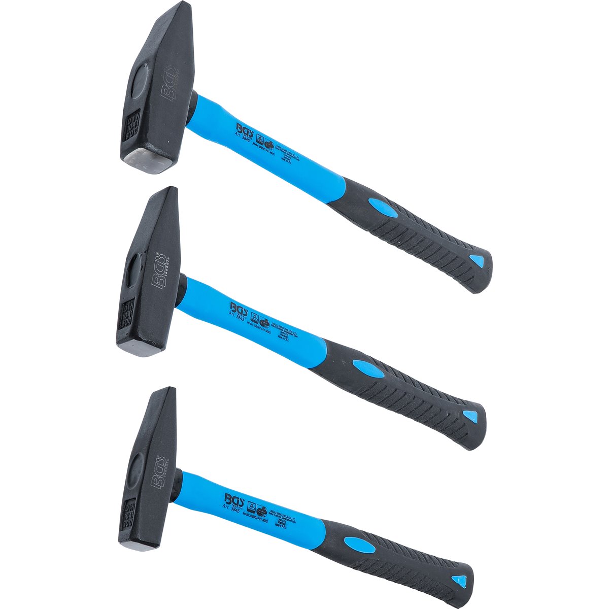 BGS 3845 Schlosserhammer-Satz, Fiberglasstiel, DIN 1041, 300 / 500 / 800 g, 3-tlg.