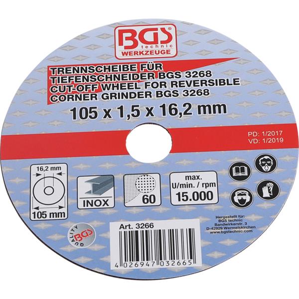 BGS 3266 Trennscheibe für BGS Tiefenschneider, Ø 1 05 x 1,5 x 16,2 mm