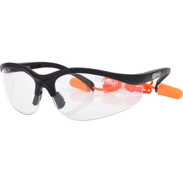 KS-Tools 310.0176 Schutzbrille-transparent, mit Oh rstöpsel