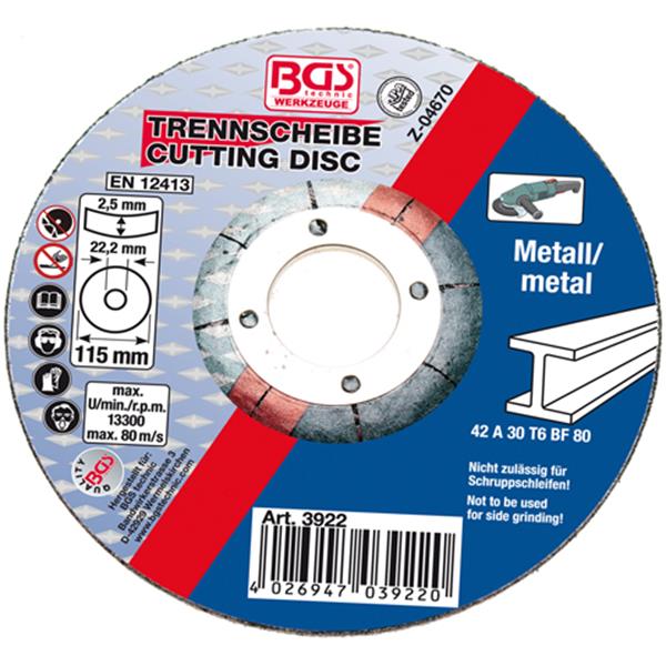 BGS 3922 Trennscheibe für Metall, Ø 115 x 2,5 x 22 ,2 mm, Typ 42