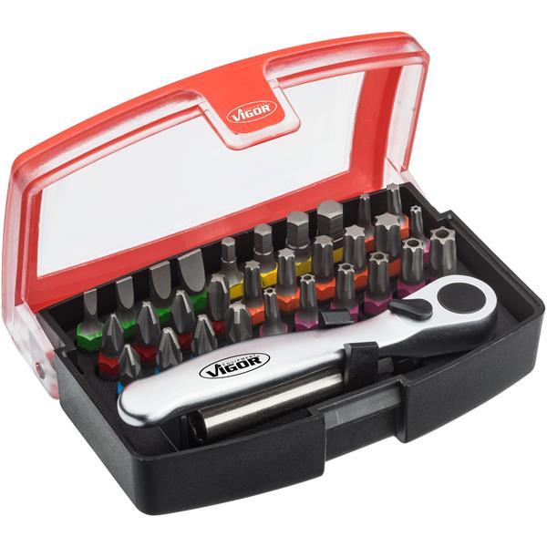 Vigor V5502 Bit Box inkl. Umschaltknarre 32 tlg.
