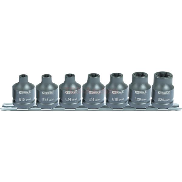 KS-Tools 515.1106 1/2" TX-E-Kraft-Stecknuss-Satz 7-tlg., E10-E24