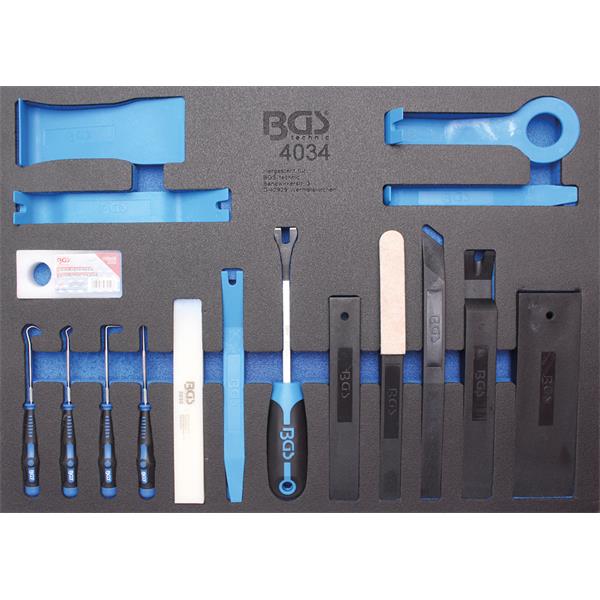 BGS 4034 Tool Tray 3/3: Release Tools, Assembly We dge and Hook Set, 17 pcs.