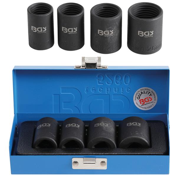 BGS 5260 Spezial-Steckschlüssel-Einsatz-Satz / Sch raubenausdreher, Antrieb Innenvierkant 12,5 mm (1/