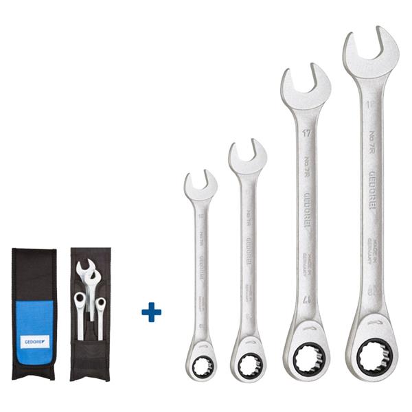 Gedore S7 R-04 set open-end spanners with ratchets 