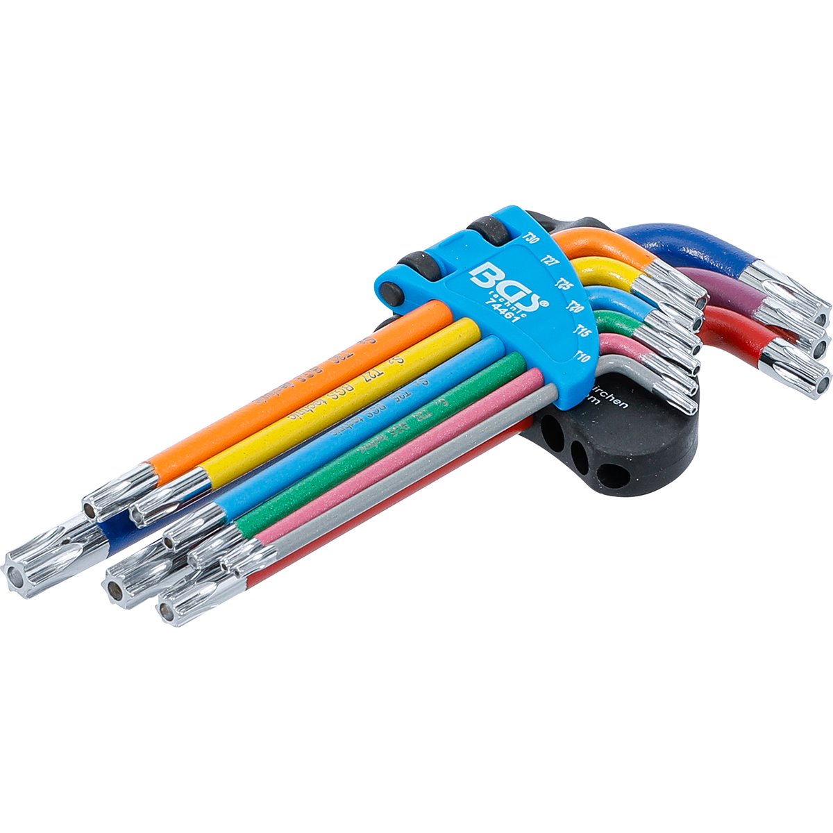 BGS 74461 Winkelschlüssel-Satz, Multicolour, T-Pro fil (für Torx) mit Bohrung T10 - T50, 9-tlg.