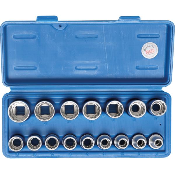 BGS 2226 Steckschlüssel-Einsatz-Satz Zwölfkant, An trieb Innenvierkant 12,5 mm (1/2"), SW 8 - 24 mm, 