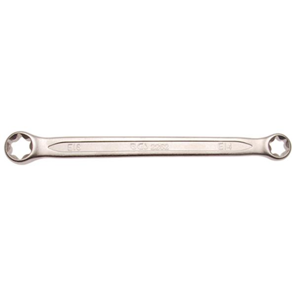 BGS 2262 Doppel-Ringschlüssel mit E-Profil-Ringköp fen, SW E14xE18