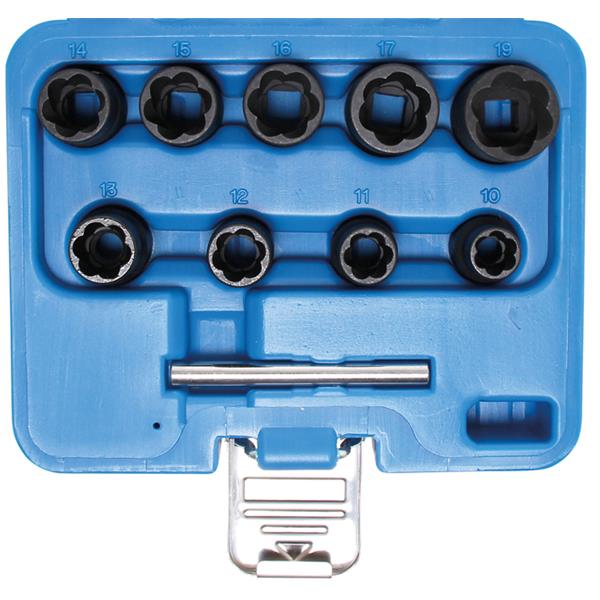 BGS 5265 Spezial-Steckschlüssel-Einsatz-Satz / Sch raubenausdreher, Antrieb Innenvierkant 10 mm (3/8