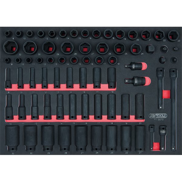 KS-Tools 711.0073 SCS Kraft-Steckschlüssel-Satz, 7 3-tlg. in 1/1 Systemeinlage