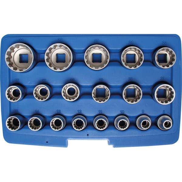 BGS 2152 Steckschlüssel-Einsatz-Satz Gear Lock, An trieb Innenvierkant 12,5 mm (1/2"), 19-tlg.