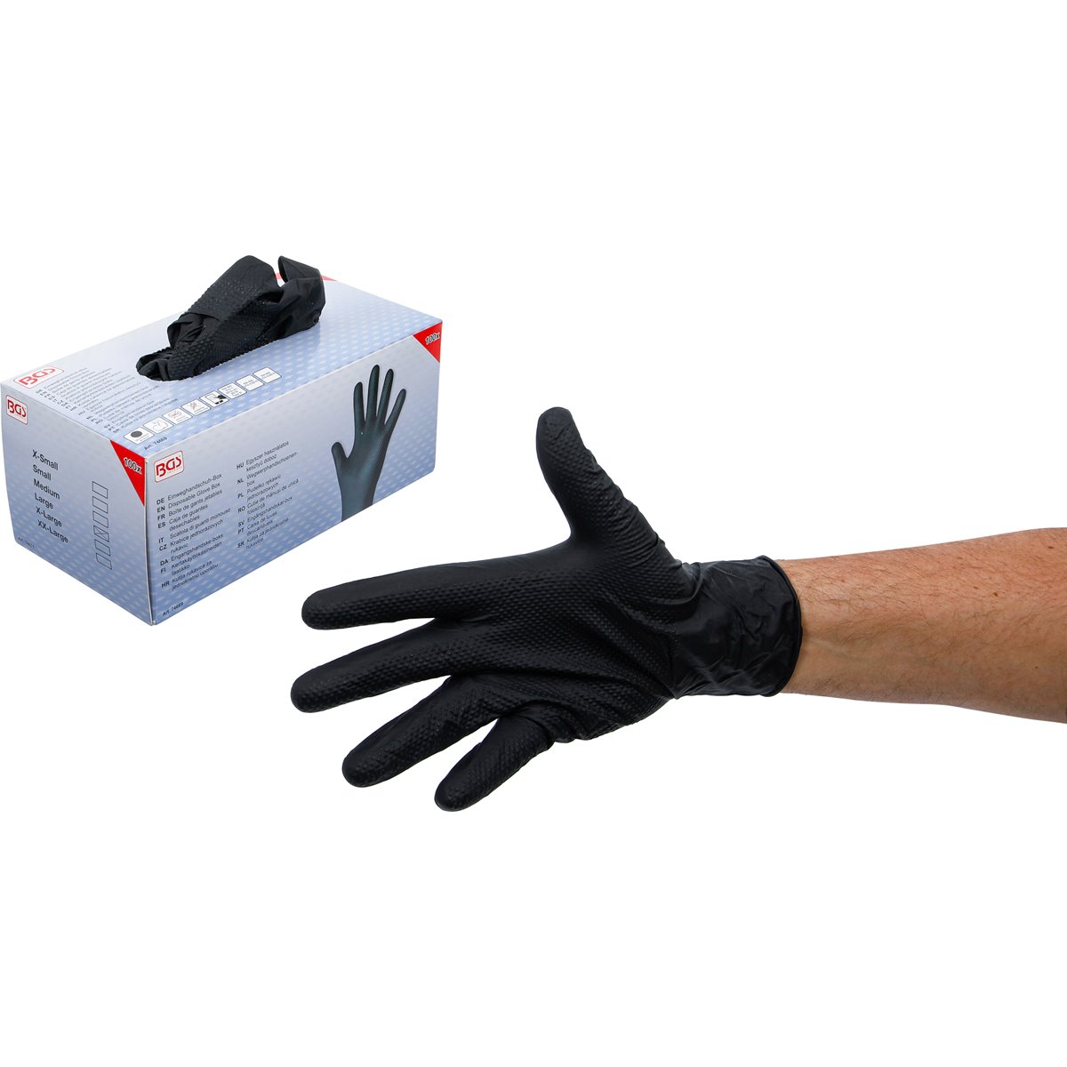 BGS 74669 Einweghandschuh-Box, Nitril, L 100 Stk mit extra Griffigkeit