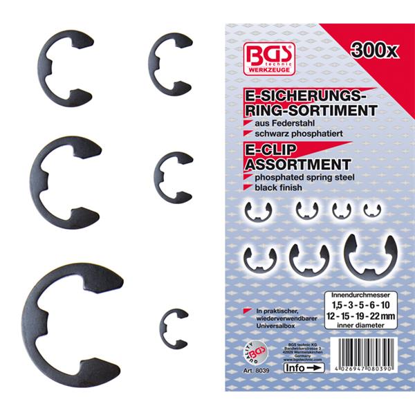 BGS 8039 E-Sicherungsring-Sortiment, 1,5 - 22 mm, 300-tlg.
