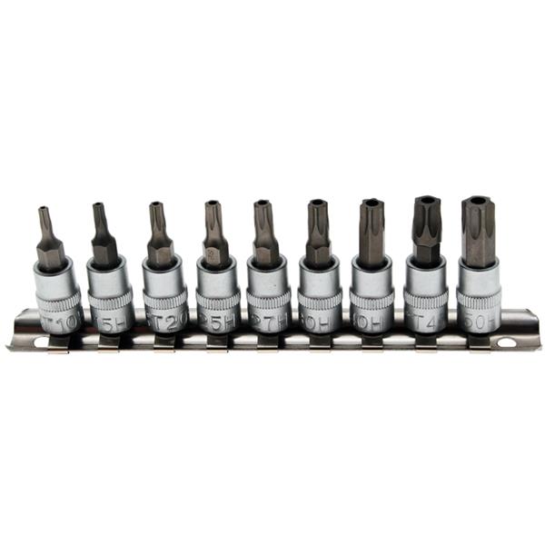 BGS 2165 Bit-Einsatz-Satz, Antrieb Innenvierkant 6 ,3 mm (1/4"), T-Profil (für Torx) mit Bohrung T10 