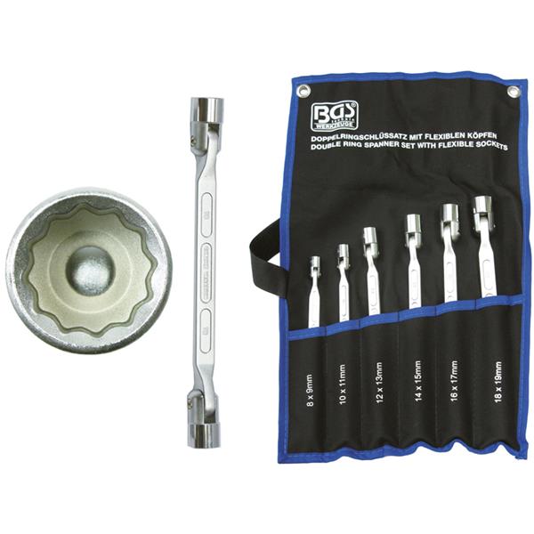 BGS 1201 Doppel-Ringschlüssel-Satz mit flexiblen K öpfen, 6-tlg.