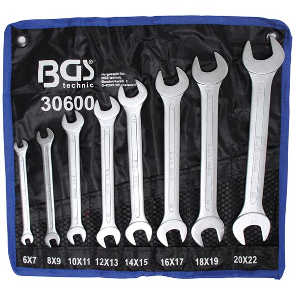 BGS 30600 Doppel-Maulschlüssel-Satz, SW 6 - 22 mm, 8-tlg.