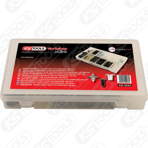 KS-Tools 420.0850 Clip Satz f. Volkswagen, 255 Stk 