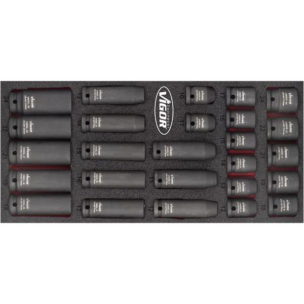 Vigor V5602 Kraftsteckschlüssel-Satz W-Einlage 1/3